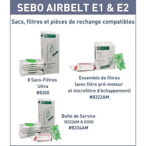 Airbelt E2 Turbo Rouge Sacs, filtres et pièces d'usure