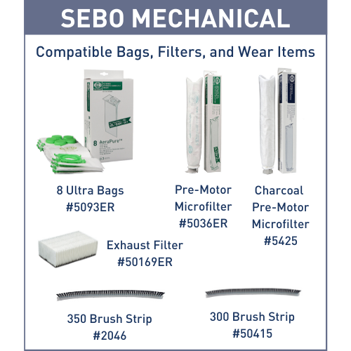 Bags and Filters - SEBO MECHANICAL 350 Upright Vacuum