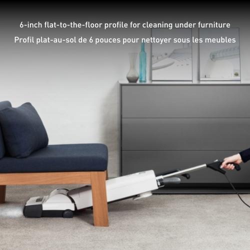 6-inch flat-to-the-floor profile for cleaning under furniture